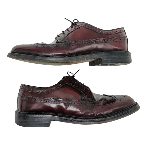 Vintage Hanover LB Sheppard Signatures 2313 Wingtips Burgundy Leather 9 D/B USA - Picture 7 of 12